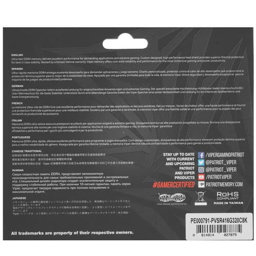 Patriot Memory Оперативная память Patriot Viper Steel RGB [PVSR416G320C8K] 16 ГБ, фото 4