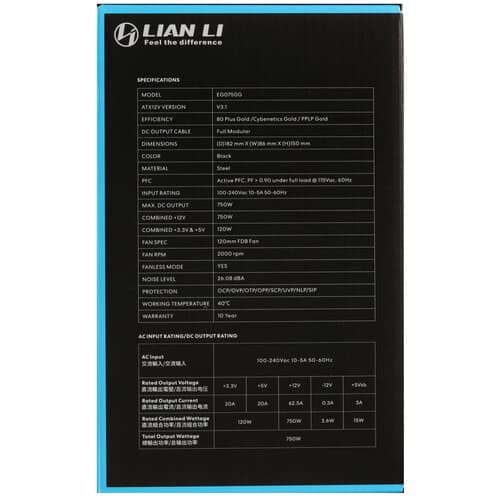 Блок питания LIAN LI EDGE GOLD 750W [G9P.EG0850G.B000.RU] черный thumb 8