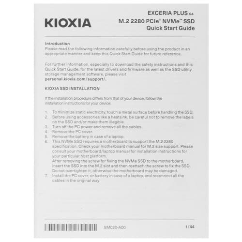 1000 ГБ M.2 NVMe накопитель Kioxia EXCERIA PLUS G4 [LVD10Z001TG8] thumb 3