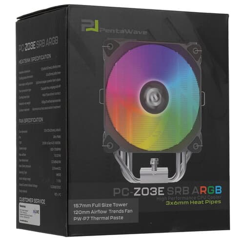 PentaWave Кулер для процессора PentaWave PC-Z03E SRB ARGB [PC-Z03ESRBARGBPWM] черный, фото 12