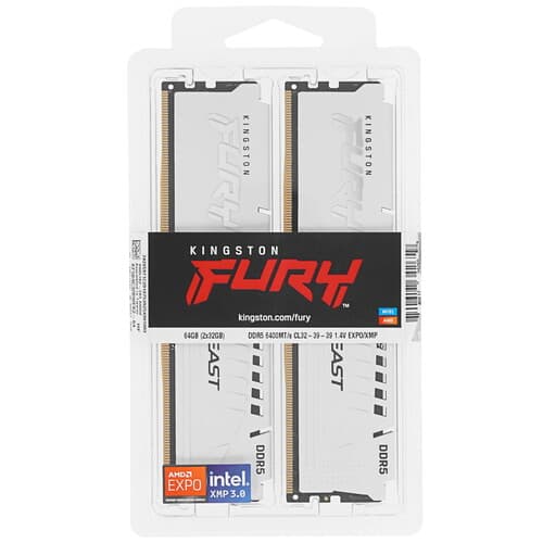 Kingston FURY Оперативная память Kingston FURY Beast White [KF564C32BWEK2-64] 64 ГБ, фото 3