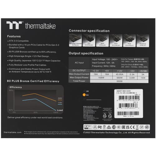 Блок питания Thermaltake Smart BM3 Bronze 550W - TT Premium Edition [PS-SPD-0550MNFABE-3] черный thumb 9