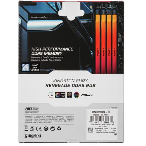 Kingston FURY Оперативная память Kingston FURY Renegade Silver RGB [KF580C38RSA-16] 16 ГБ, фото 5