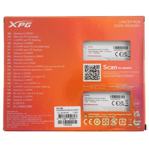XPG (ADATA) Оперативная память ADATA XPG Lancer RGB [AX5U6000C3016G-DCLARWH] 32 ГБ, фото 4