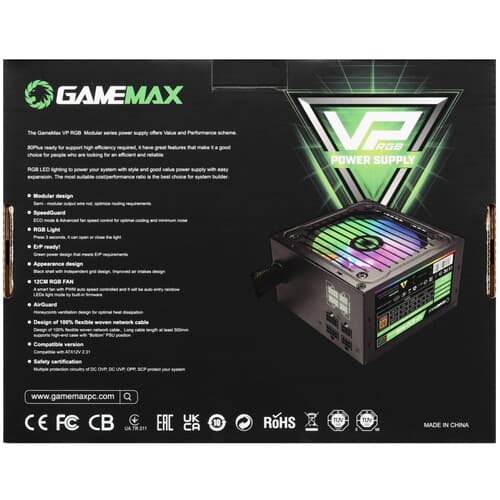Блок питания GameMax VP-700 Modular RGB [VP-700-M-RGB] черный thumb 8