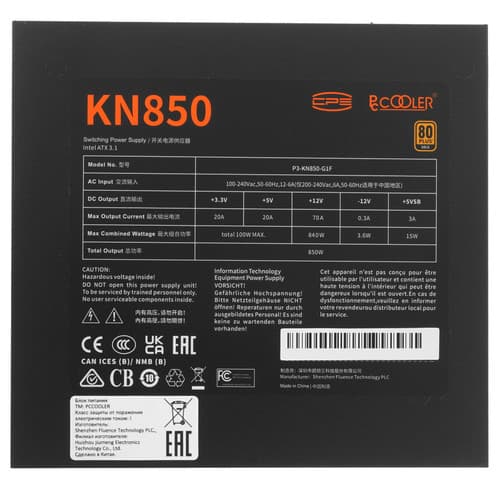 Блок питания PCCooler KN850 [P3-KN850-G1FFBK0-EU] черный thumb 4