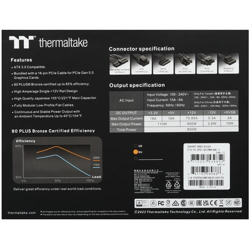 Блок питания Thermaltake Smart BM3 850W - TT Premium Edition [PS-SPD-0850MNFABE-3] черный thumb 9