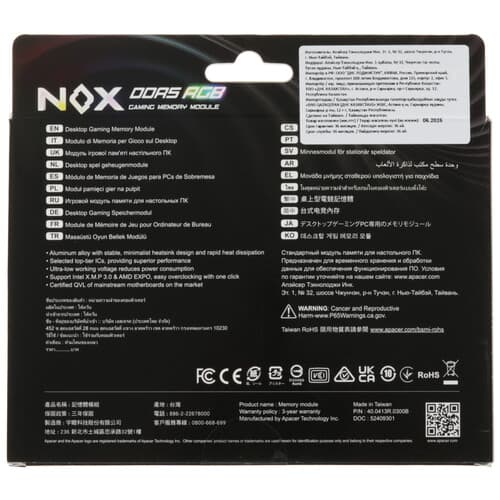 Apacer Оперативная память Apacer NOX RGB [AH5U16G52C522NWAA-1] 16 ГБ, фото 3