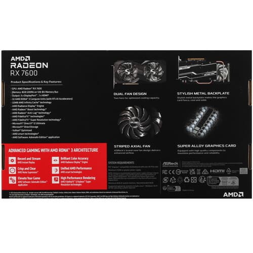 Asrock Видеокарта ASRock AMD Radeon RX 7600 Challenger OC [RX7600 CL 8GO], фото 9