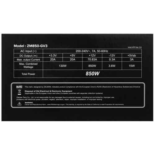 Блок питания ZALMAN GigaMax III 850W [ZM850-GV3] черный thumb 8