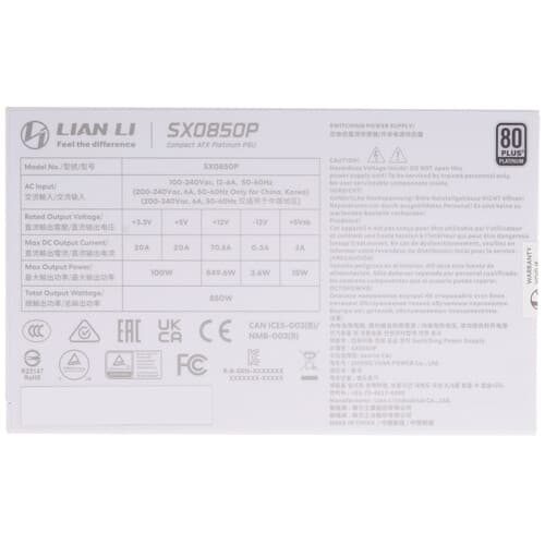 Блок питания LIAN LI SX 850P [G9P.SX0850P.W000.RU] белый thumb 4