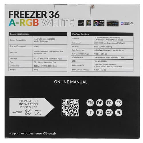 Arctic Кулер для процессора ARCTIC Freezer 36 A-RGB White [ACFRE00125A] белый, фото 10