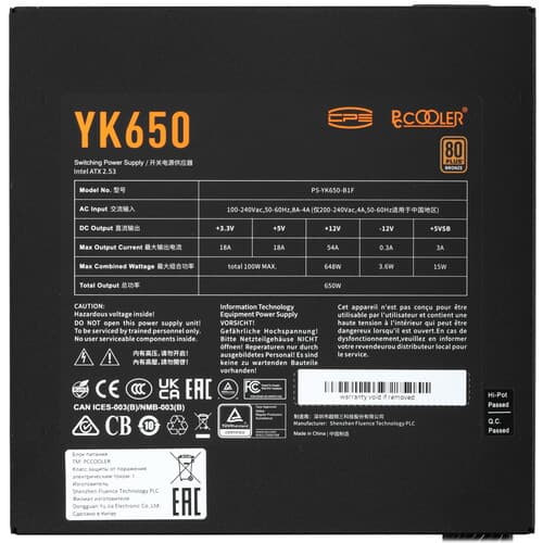 Блок питания PCCooler YK650 [P5-YK650-B1FWBK1-EU] черный thumb 4