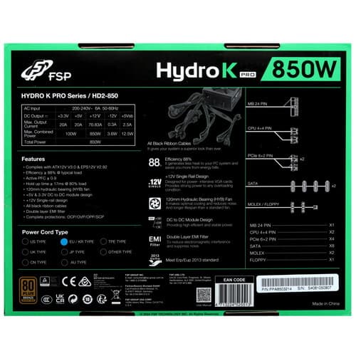 FSP Блок питания FSP Hydro K PRO 850W [PPA8503214] черный, фото 7