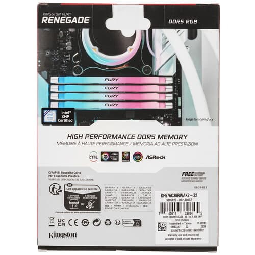Kingston FURY Оперативная память Kingston Fury Renegade White RGB [KF576C38RWAK2-32] 32 ГБ, фото 5