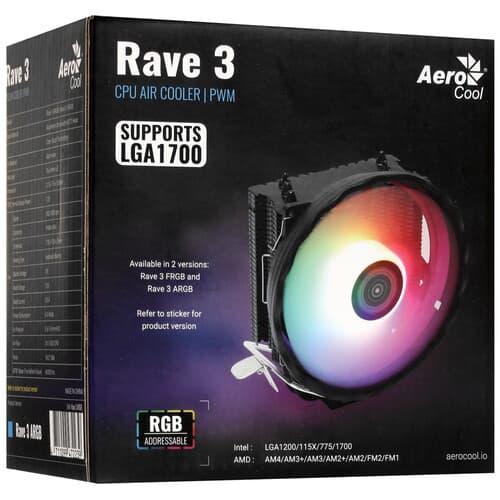 AeroCool Кулер для процессора AeroCool Rave 3 ARGB [ACTC-RV30317.01] белый, фото 11