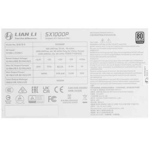 Блок питания LIAN LI SX 1000P [G9P.SX1000P.W000.RU] белый thumb 4