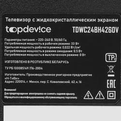 Topdevice 24" (61 см) Телевизор Topdevice TDWC24BH4260V черный, фото 6