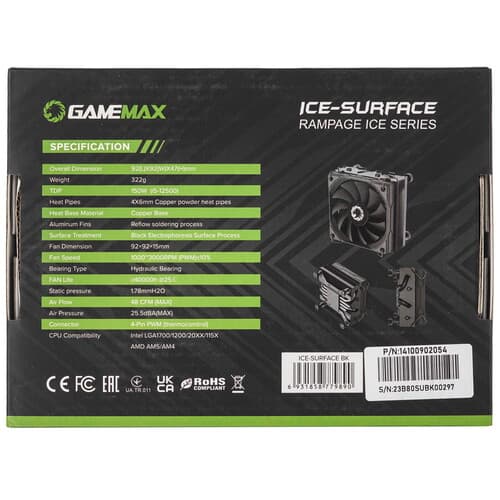 GameMax Кулер для процессора GameMax Ice Surface Black [ГС-00008290] черный, фото 8