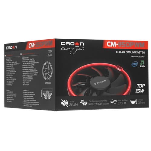 Crown Кулер для процессора Crown CM-1150PWMv2 [CM000003666] черный, фото 9