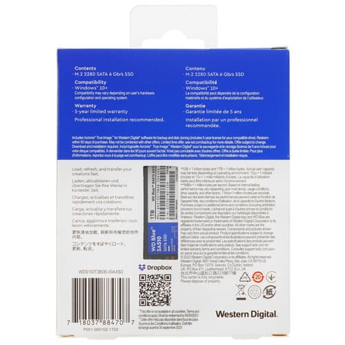 1000 ГБ M.2 SATA накопитель WD Blue SA510 [WDS100T3B0B] thumb 4