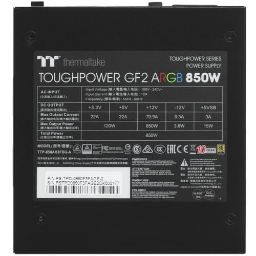 Блок питания Thermaltake Toughpower GF2 ARGB 850W [PS-TPD-0850F3FAGE-2] черный thumb 5