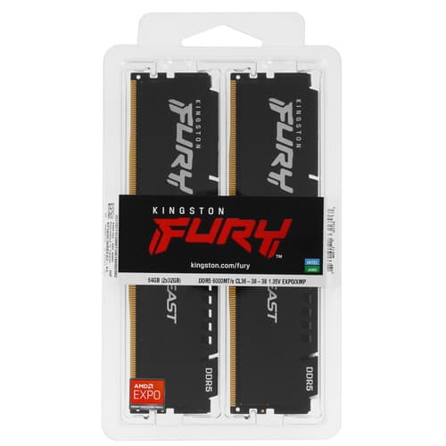 Kingston FURY Оперативная память Kingston Fury Beast Black AMD [KF560C36BBEK2-64] 64 ГБ, фото 4