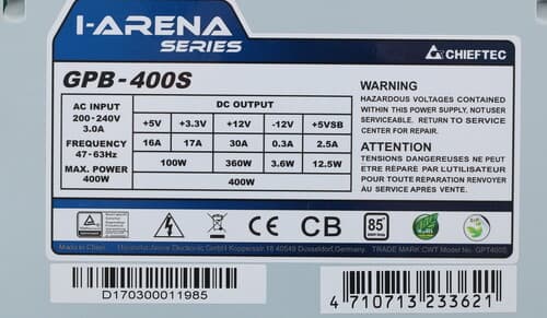 Блок питания Chieftec iARENA 400W [GPB-400S] серый thumb 6