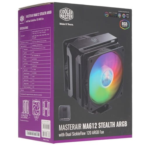 CoolerMaster Кулер для процессора Cooler Master MasterAir MA612 Stealth ARGB [MAP-T6PS-218PA-R1] черный, фото 13