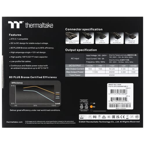 Блок питания Thermaltake Smart BX3 650W [PS-SPD-0650NNFABE-3] черный thumb 7