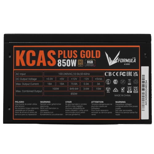 Блок питания Formula KCAS PLUS GOLD 850W RGB [KCAS PLUS 850G] черный thumb 4