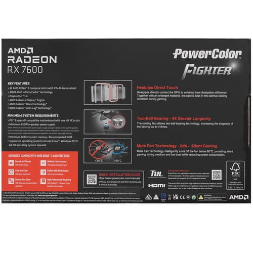 PowerColor Видеокарта PowerColor AMD Radeon RX 7600 Fighter [RX 7600 8G-F], фото 8