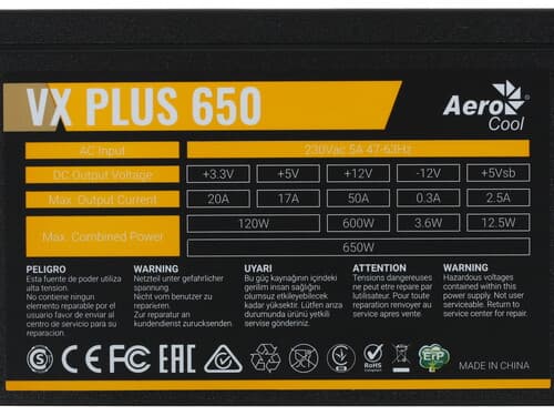 Блок питания AeroCool VX PLUS 650W [VX-650 PLUS] черный thumb 6