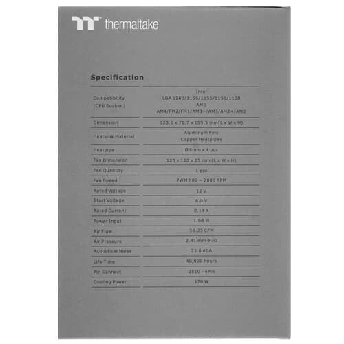 Thermaltake Кулер для процессора Thermaltake TOUGHAIR 310 [CL-P074-AL12BL-A] черный, фото 8