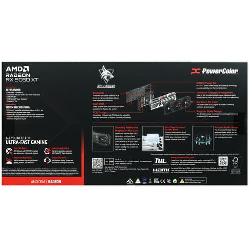 PowerColor Видеокарта PowerColor AMD Radeon RX 9060 XT Hellhound OC [RX9060XT 16G-L/OC], фото 8