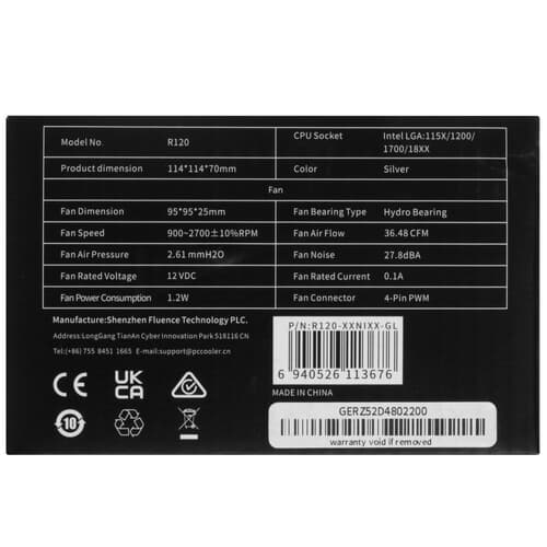 PCCooler Кулер для процессора PCCooler R120 [R120-XXNIXX-GL] черный, фото 6