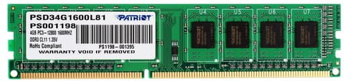 Patriot Memory Оперативная память Patriot Signature [PSD34G1600L81] 4 ГБ