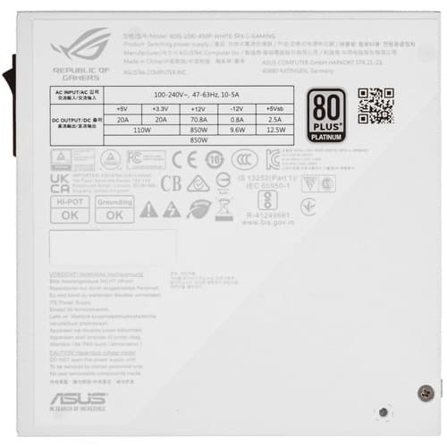 Блок питания ASUS ROG LOKI 850W Platinum White Edition [90YE00N2-B0NA00] белый thumb 5