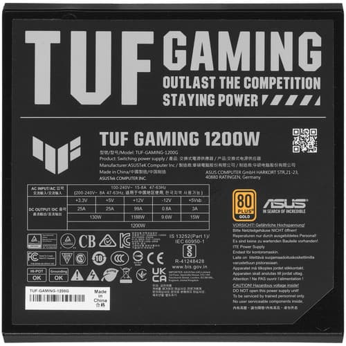 Блок питания ASUS TUF Gaming 1200W Gold [90YE00S0-B0NA00] черный thumb 4