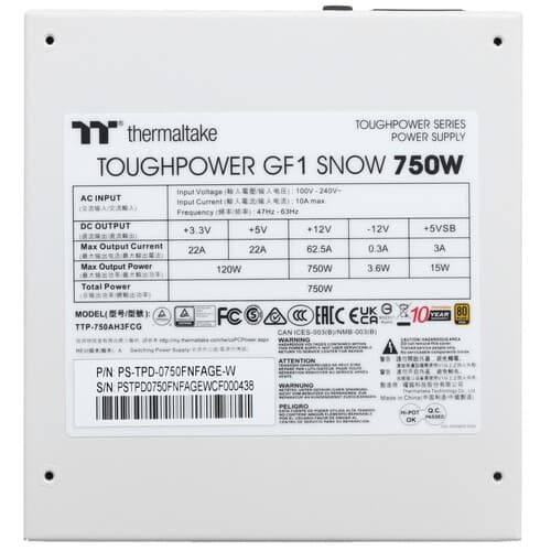 Блок питания Thermaltake Toughpower GF1 Snow 750W [PS-TPD-0750FNFAGE-W] белый thumb 4