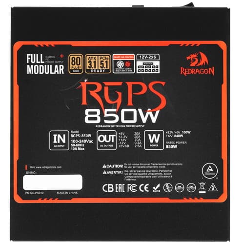 Блок питания Redragon RGPS-850W [70489] черный thumb 4
