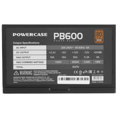 Блок питания PowerCase PB600 [PS-600B-DC] черный thumb 4