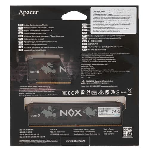 Apacer Оперативная память Apacer NOX [AH5U32G52C522MBAA-2] 32 ГБ, фото 3
