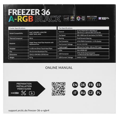Arctic Кулер для процессора ARCTIC Freezer 36 A-RGB Black [ACFRE00124A] черный, фото 10