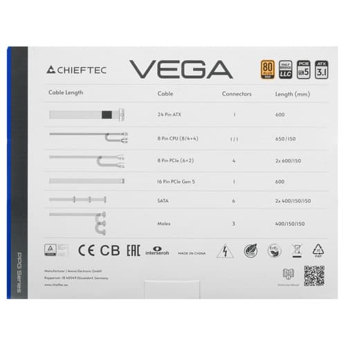 Блок питания Chieftec Vega 750W [PPG-750-S] черный thumb 7