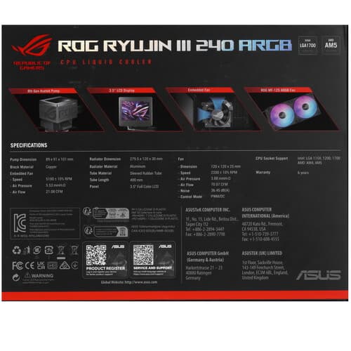 Система охлаждения ASUS ROG RYUJIN III 240 ARGB черная thumb 11