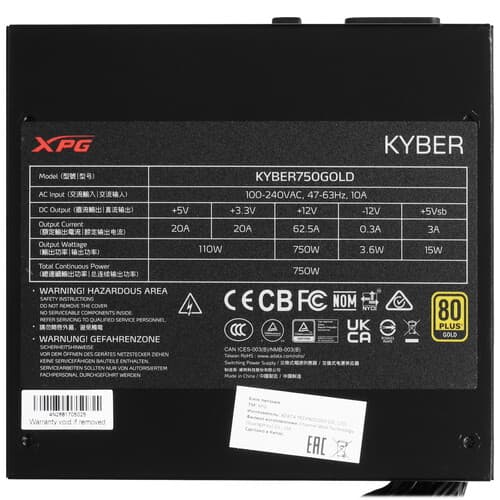 Блок питания ADATA XPG KYBER 750 [KYBER750G-BKCEU] черный thumb 4