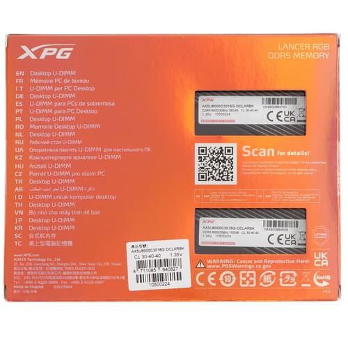 XPG (ADATA) Оперативная память ADATA XPG Lancer RGB [AX5U6000C3016G-DCLARBK] 32 ГБ, фото 4