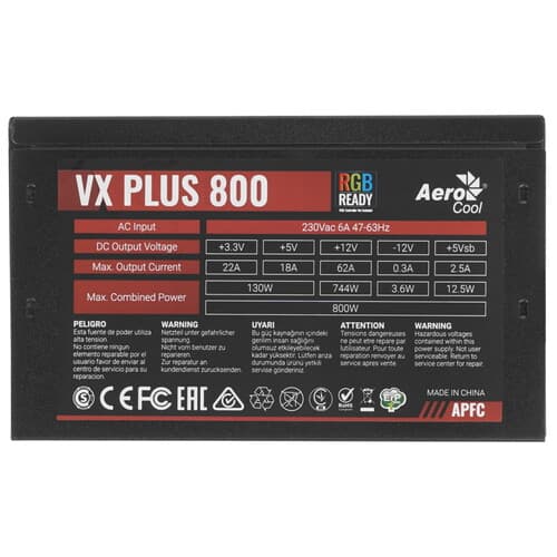 Блок питания AeroCool VX PLUS 800W RGB [VX PLUS 800 RGB] черный thumb 4