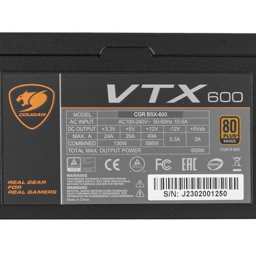 Блок питания Cougar VTX 600W [CGR BSX-600] черный thumb 4